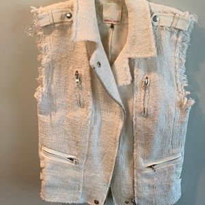 White frayed edge vest